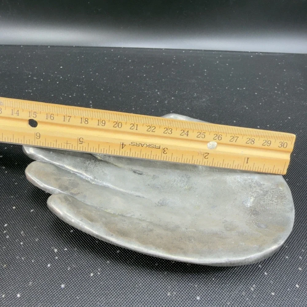 Patrick Meyer Pewter Art Hand Brutalist Modernist Jewelry Trinket Dish Catchall‎